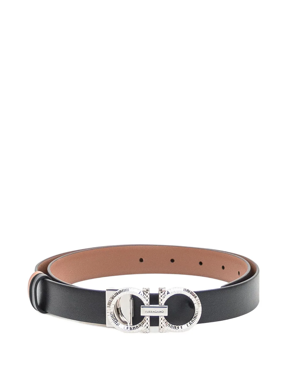 Ferragamo Gancini-buckle leather belt Zwart