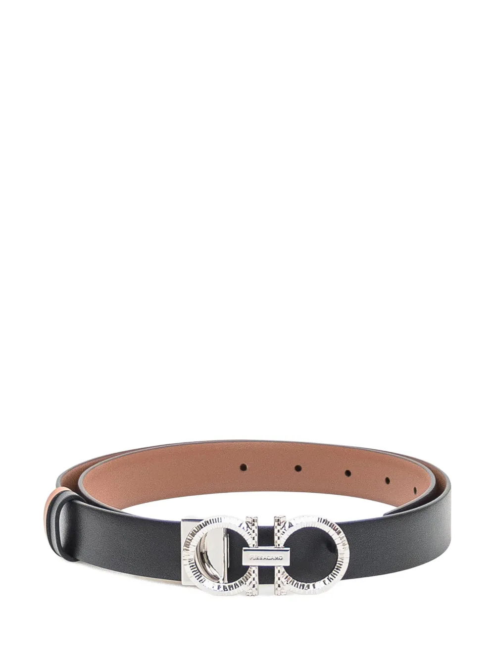 Ferragamo Gancini-buckle leather belt Zwart