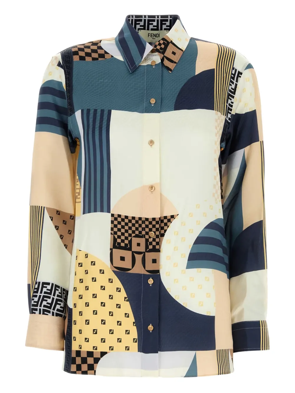 FENDI blouse met geometrische print Beige