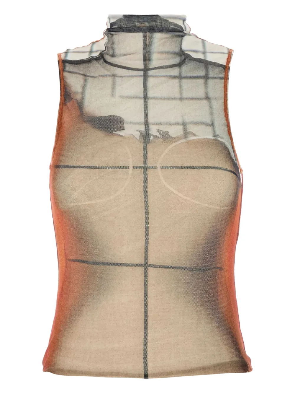 Jean Paul Gaultier printed high-neck top Beige