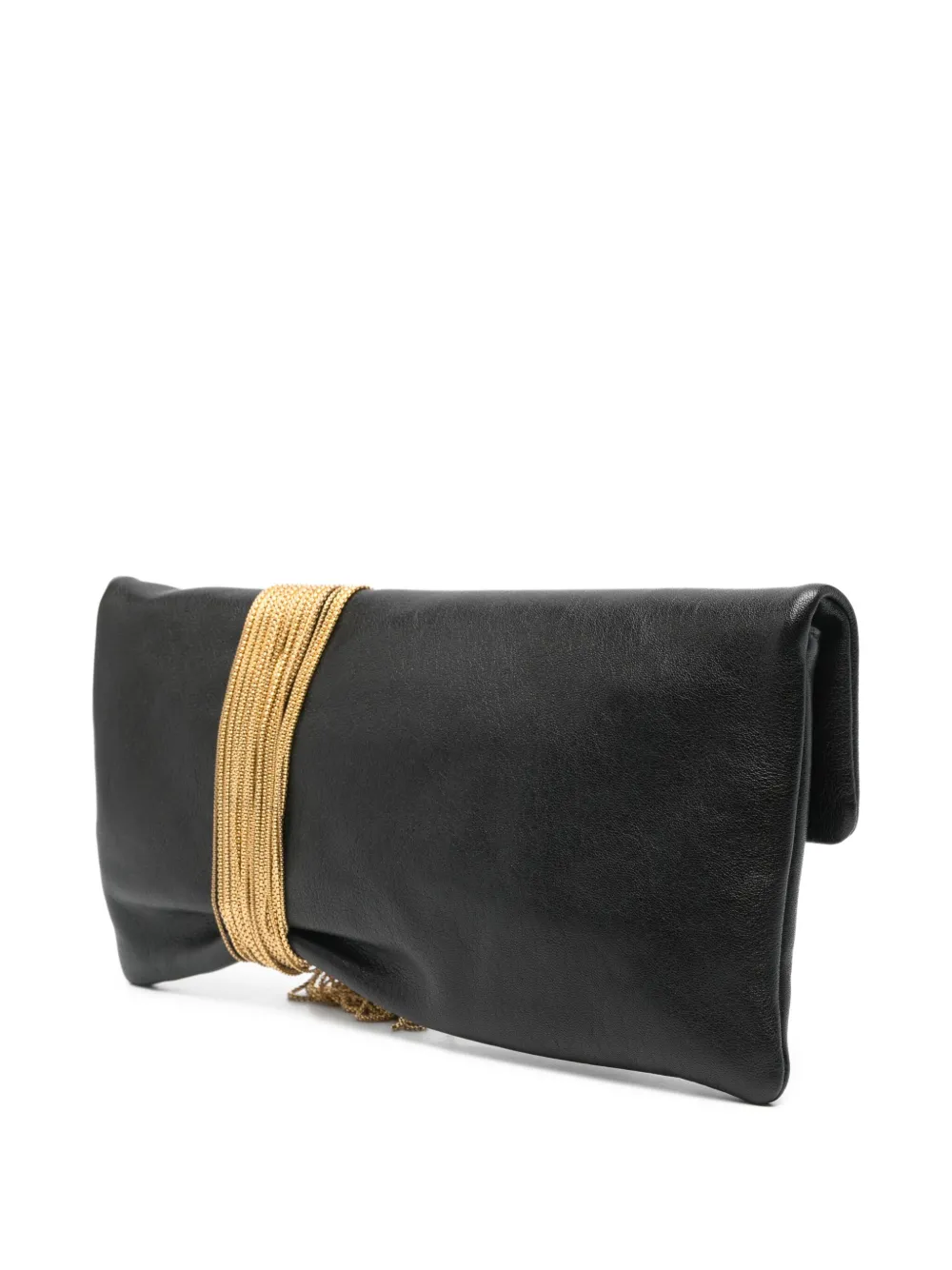 Jimmy Choo Zandra leren clutch verfraaid met ketting Zwart