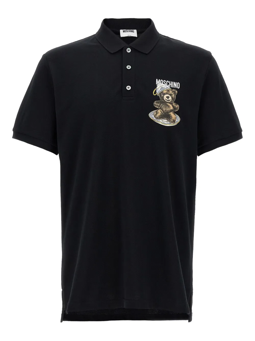 Moschino Piquè poloshirt met Teddy-print Zwart