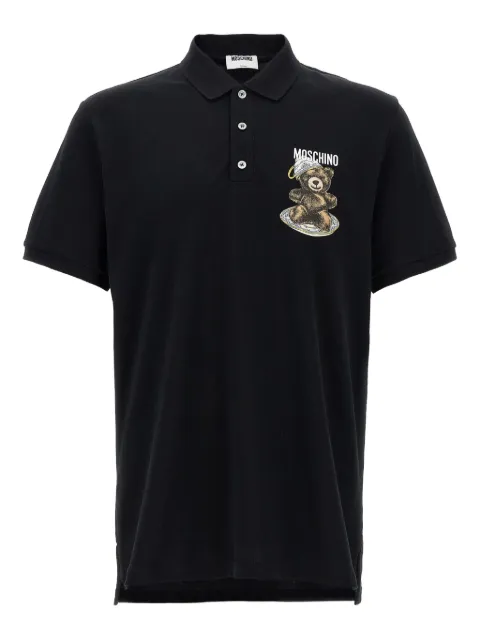 Moschino Teddy-print piqué polo shirt