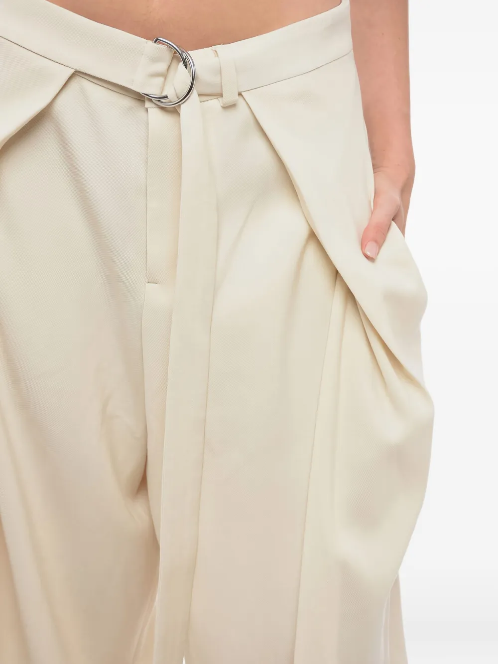 AMI Paris pleated belt trousers Beige