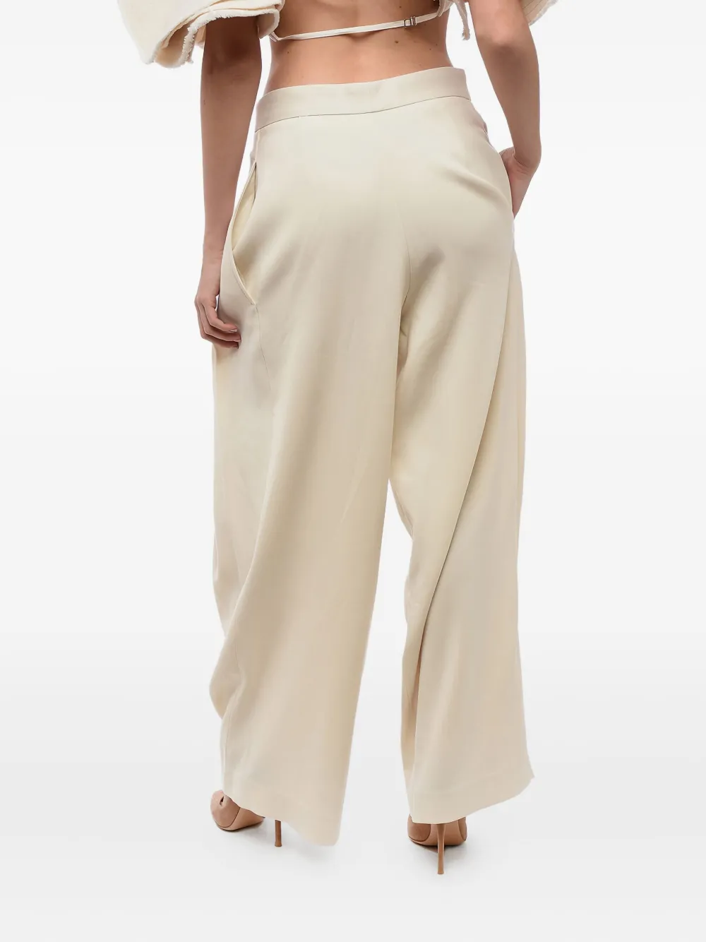 AMI Paris pleated belt trousers Beige