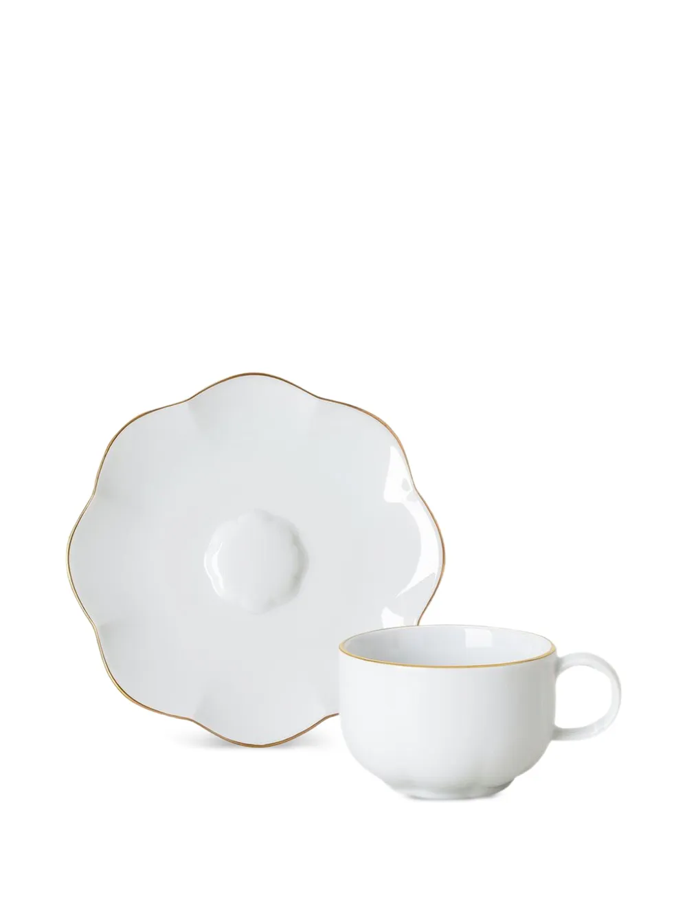 Rosenthal Sonetto rimmed scalloped espresso cup set - ホワイト Rosenthal Sonetto rimmed scalloped espresso cup set - ホワイト