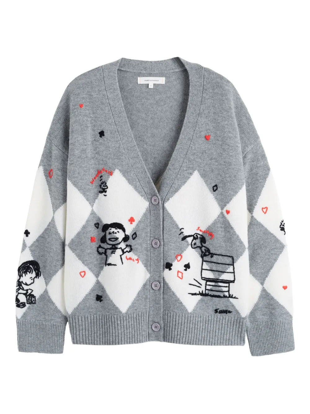 Chinti & Parker x Peanuts diamond-pattern cardigan | Grey | Image 1