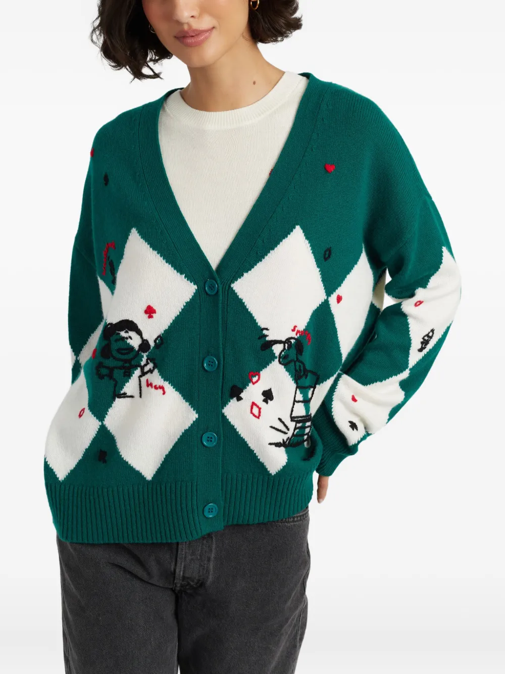 Chinti & Parker Wool Cashmere Peanuts Poker Cardigan In Green
