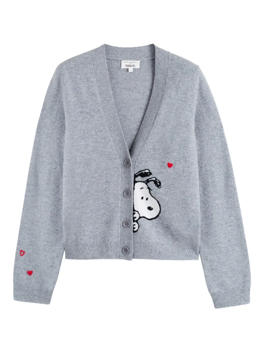 Chinti & Parker X Peanuts Snoopy-motif Cardigan In Gray