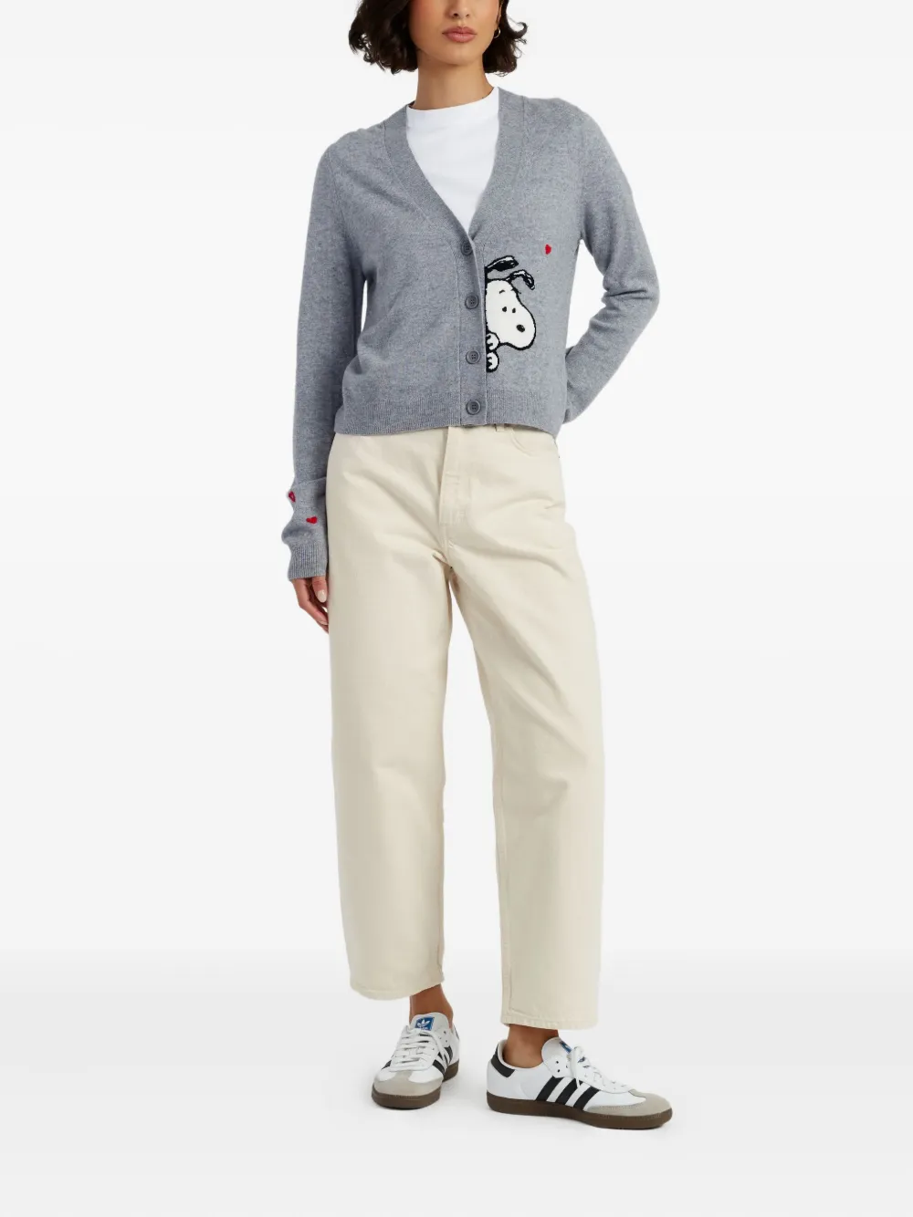 Chinti & Parker X Peanuts Snoopy-motif Cardigan In Gray