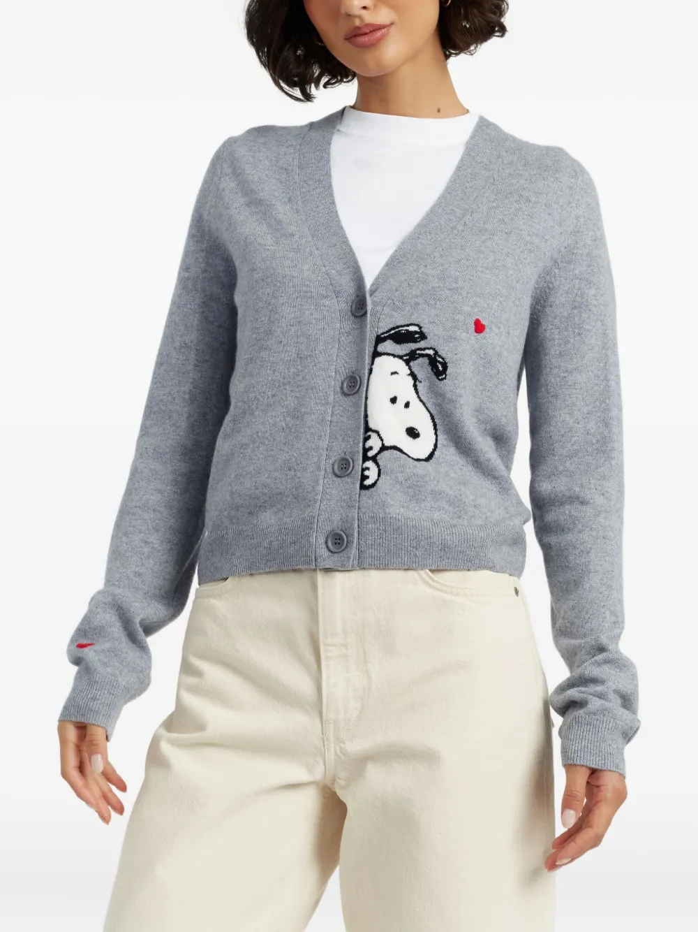 Chinti & Parker X Peanuts Snoopy-motif Cardigan In Gray