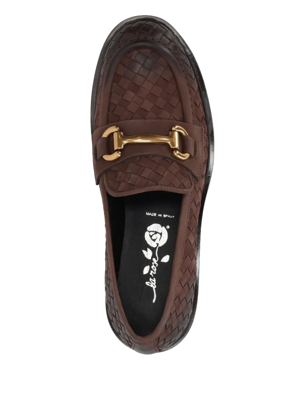 LA ROSE woven-leather loafers Brown
