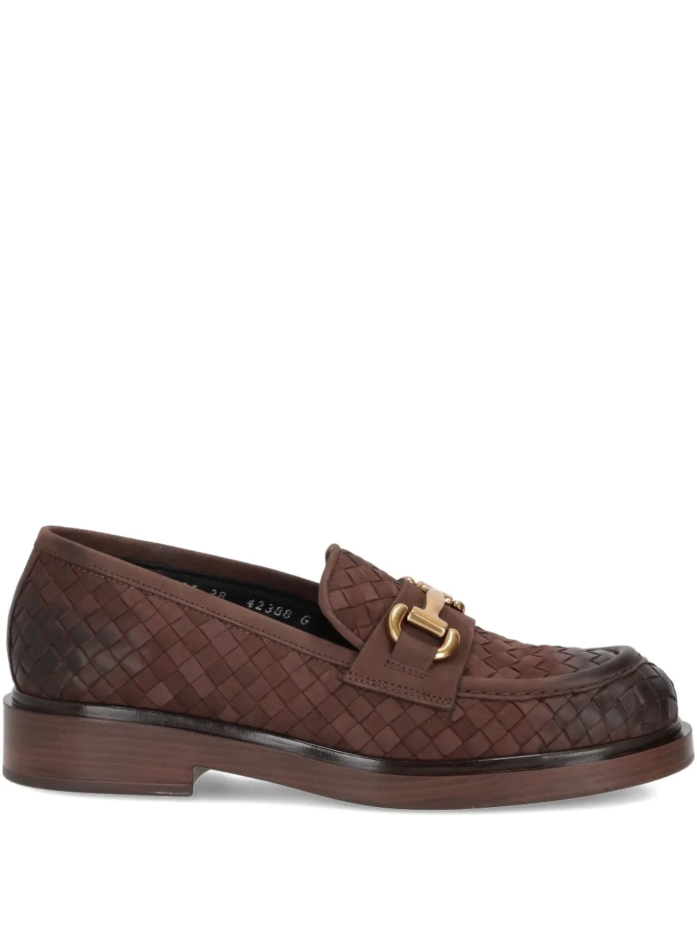 LA ROSE woven-leather loafers Brown