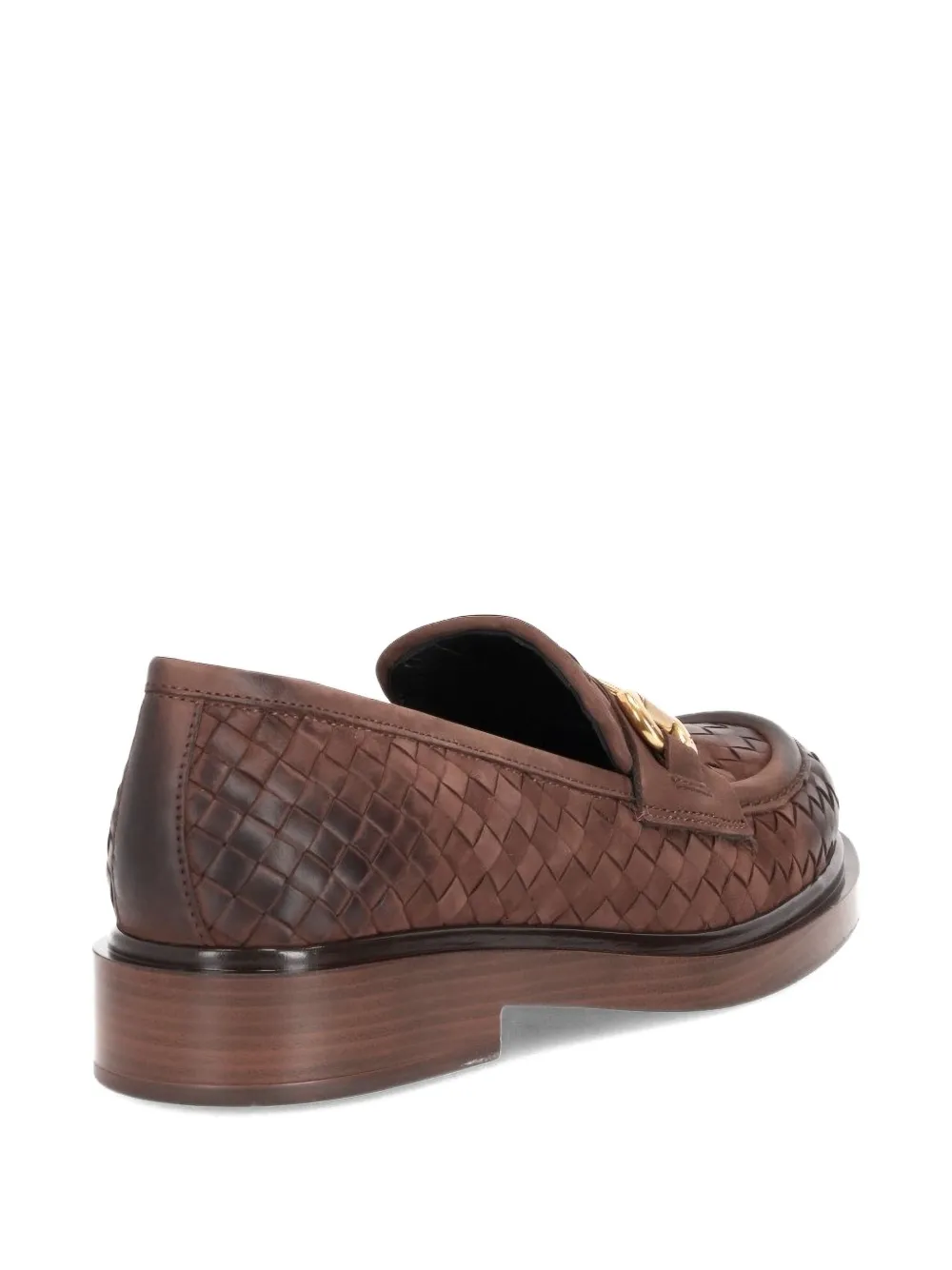LA ROSE woven-leather loafers Brown