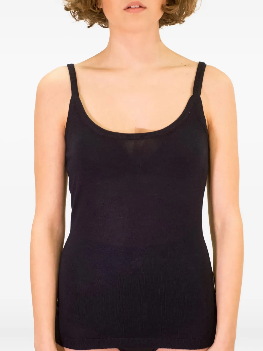 LA ROSE strap tank top - Nero