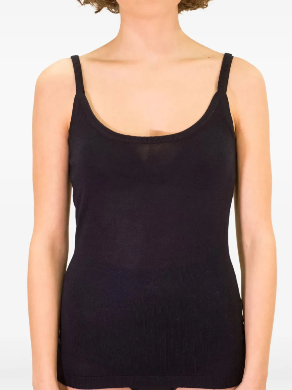 LA ROSE strap tank top - ブラック LA ROSE strap tank top - ブラック