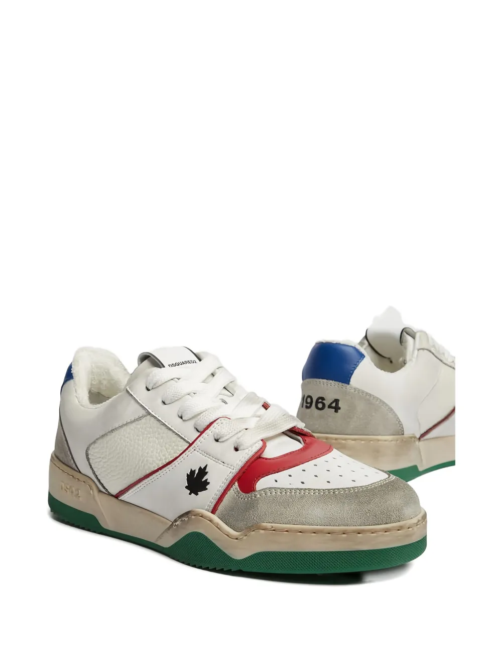 Dsquared2 Distressed Maple Leaf Panelled Sneakers In Neutral