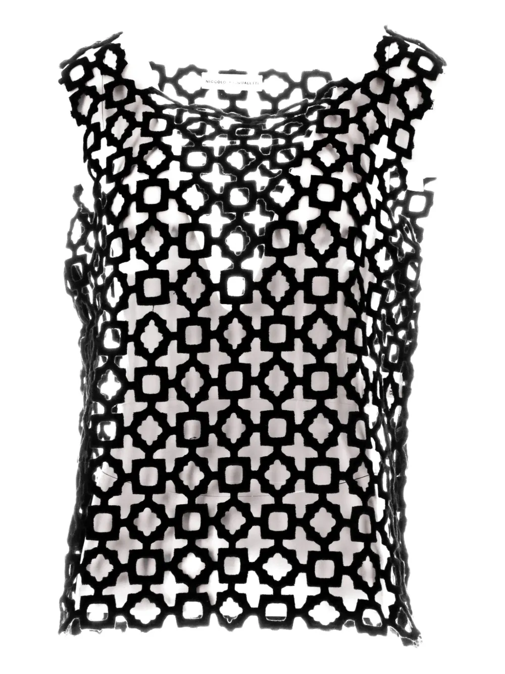 Niccolò Pasqualetti Carta Geometric-lace Tank Top In Black