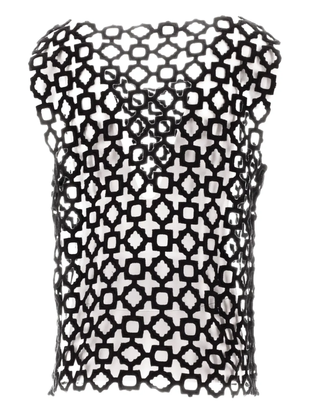 Niccolò Pasqualetti Carta Geometric-lace Tank Top In Black
