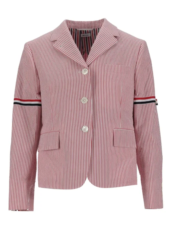 Thom Browne Striped-pattern Blazer in Red