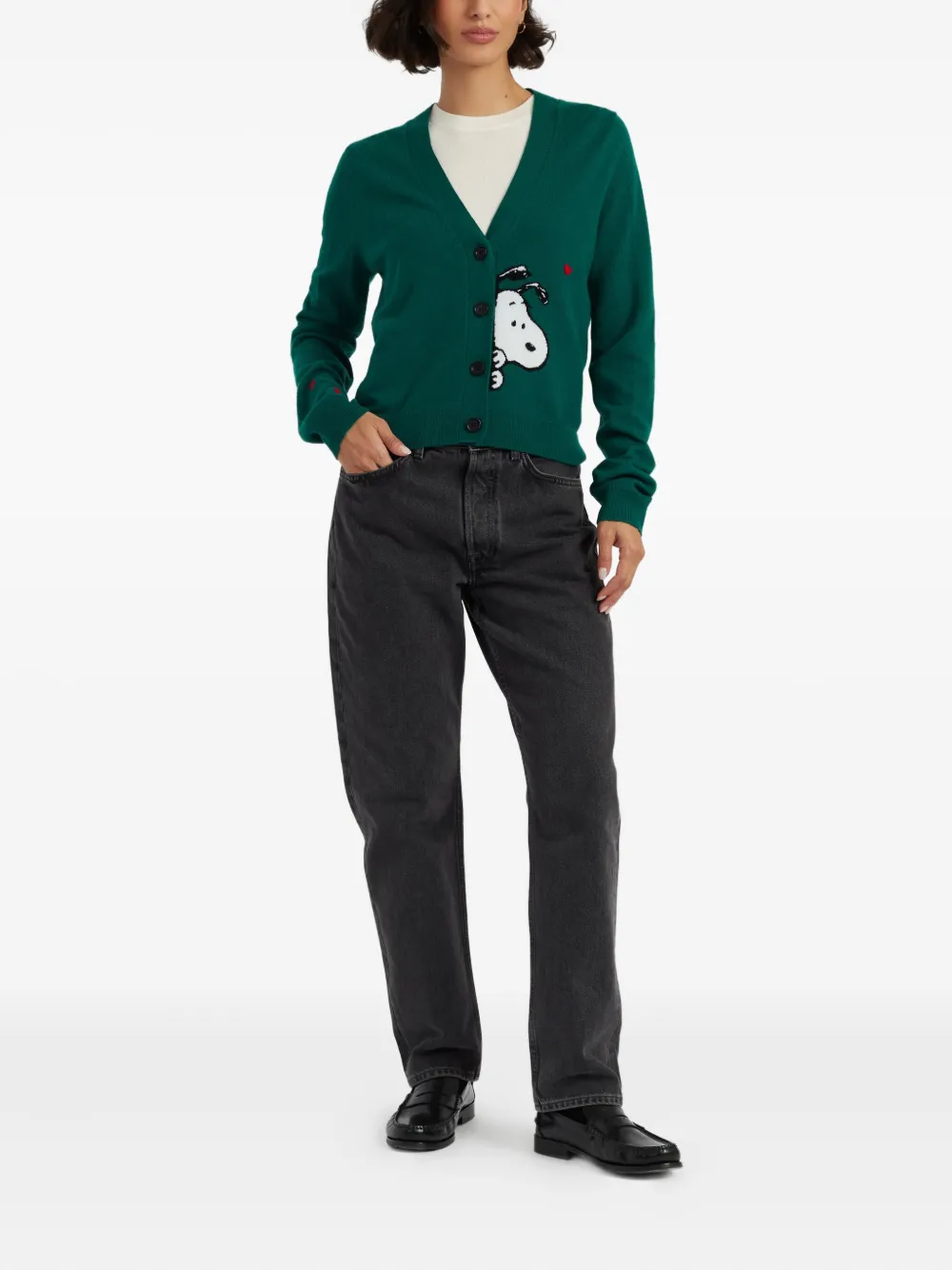 Chinti & Parker X Peanuts Snoopy-motif Cardigan In Green