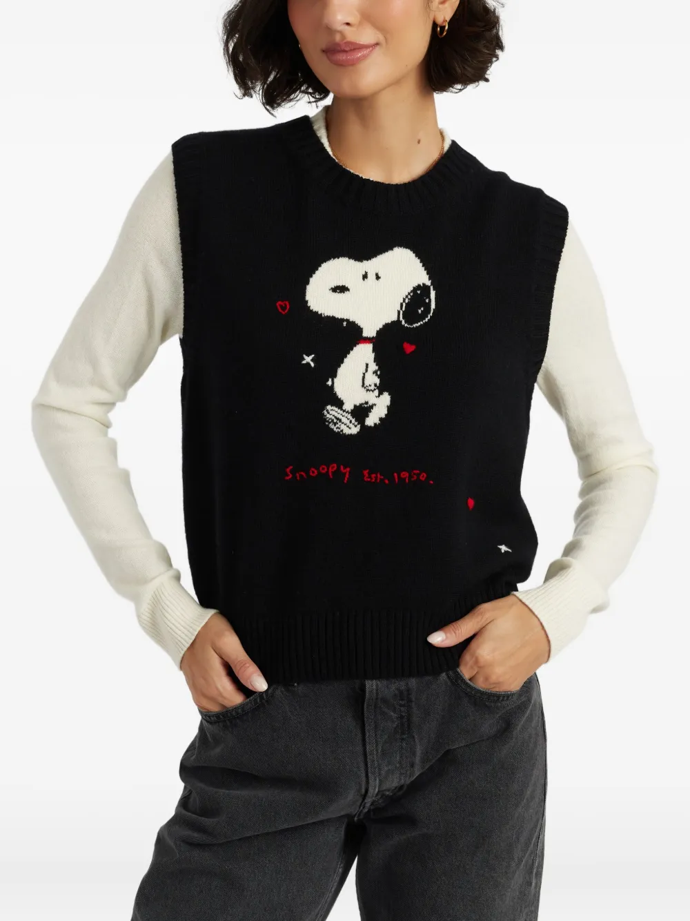 Chinti & Parker X Snoopy 75th Anniversary Vest In Black
