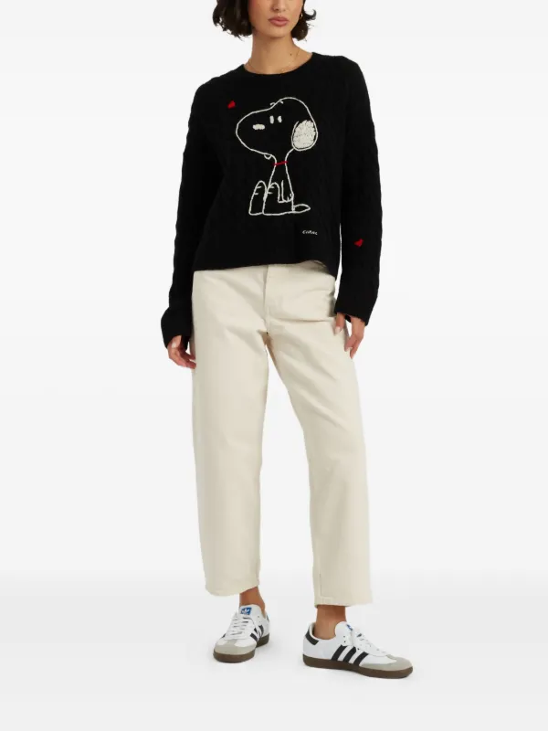 Chinti Parker x Peanuts Snoopy-motif cable-knit Sweater Farfetch