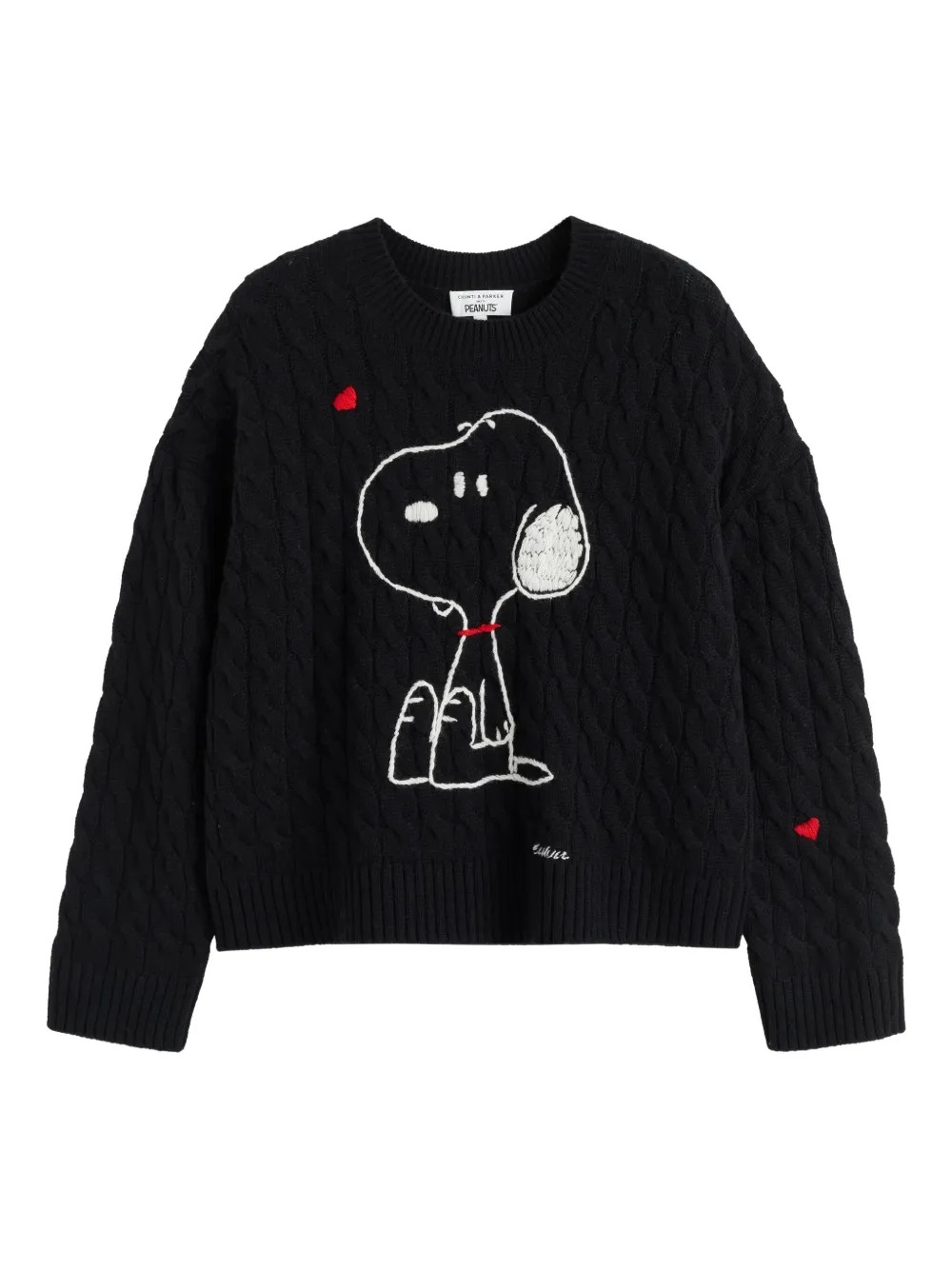 Chinti & Parker x Peanuts Snoopy-motif cable-knit sweater | Black | Image 1