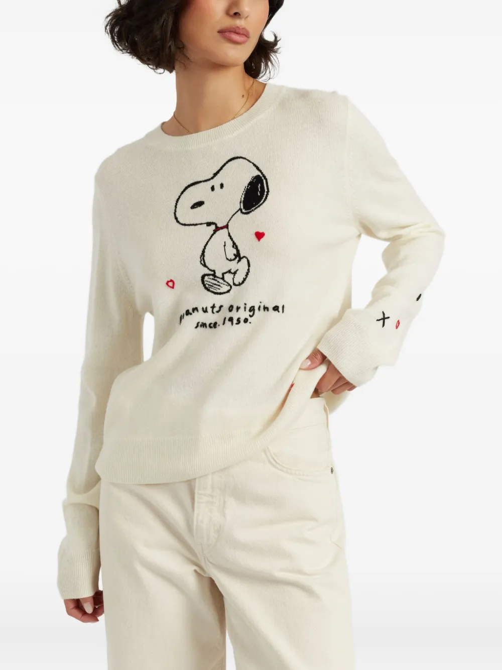 Chinti & Parker x Peanuts trui met Snoopy-patroon Beige