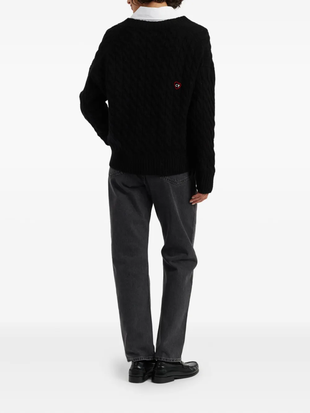 Chinti & Parker Wool Cashmere Snoopy Cable Cardigan In Black