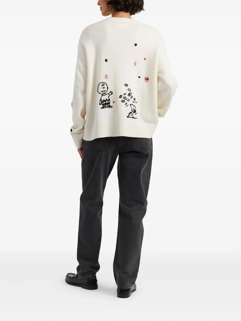 Chinti & Parker Wool Cashmere Peanuts Poker Cardigan In White