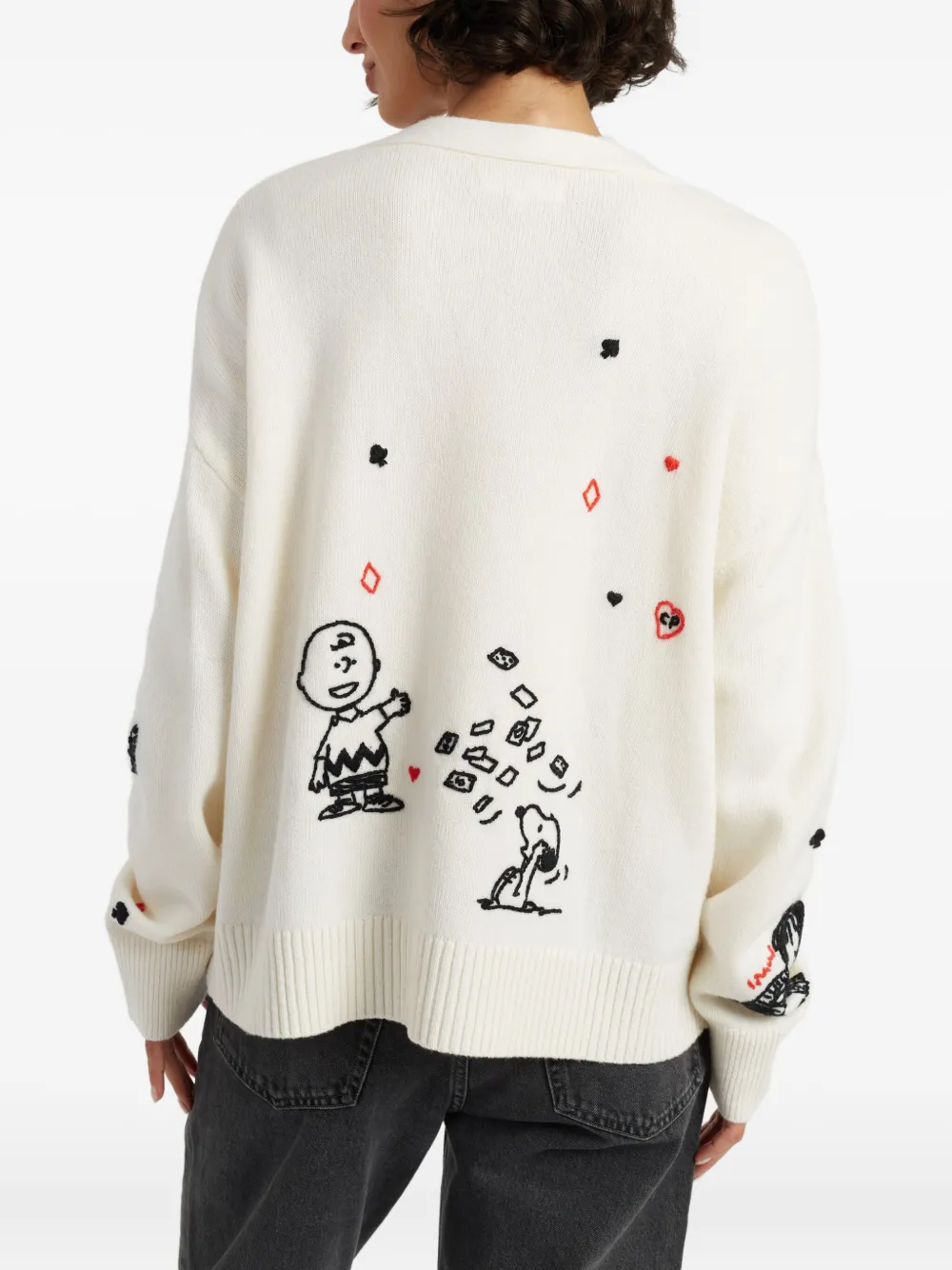 Chinti & Parker Wool Cashmere Peanuts Poker Cardigan In White
