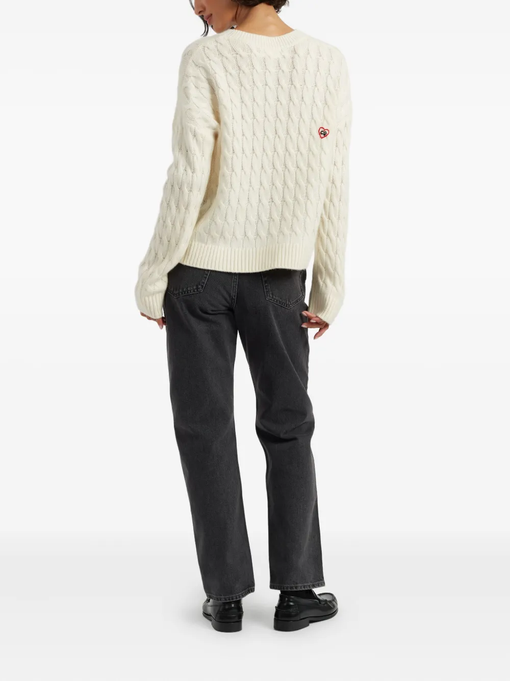 Chinti & Parker X Peanuts Snoopy-motif Cable-knit Sweater In White