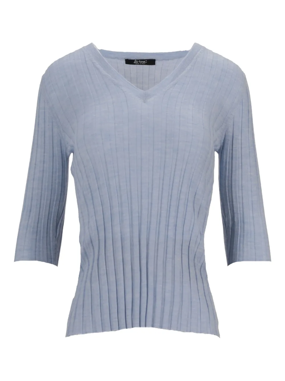 LA ROSE top tejido de canalé con cuello en V | gris | Image 1