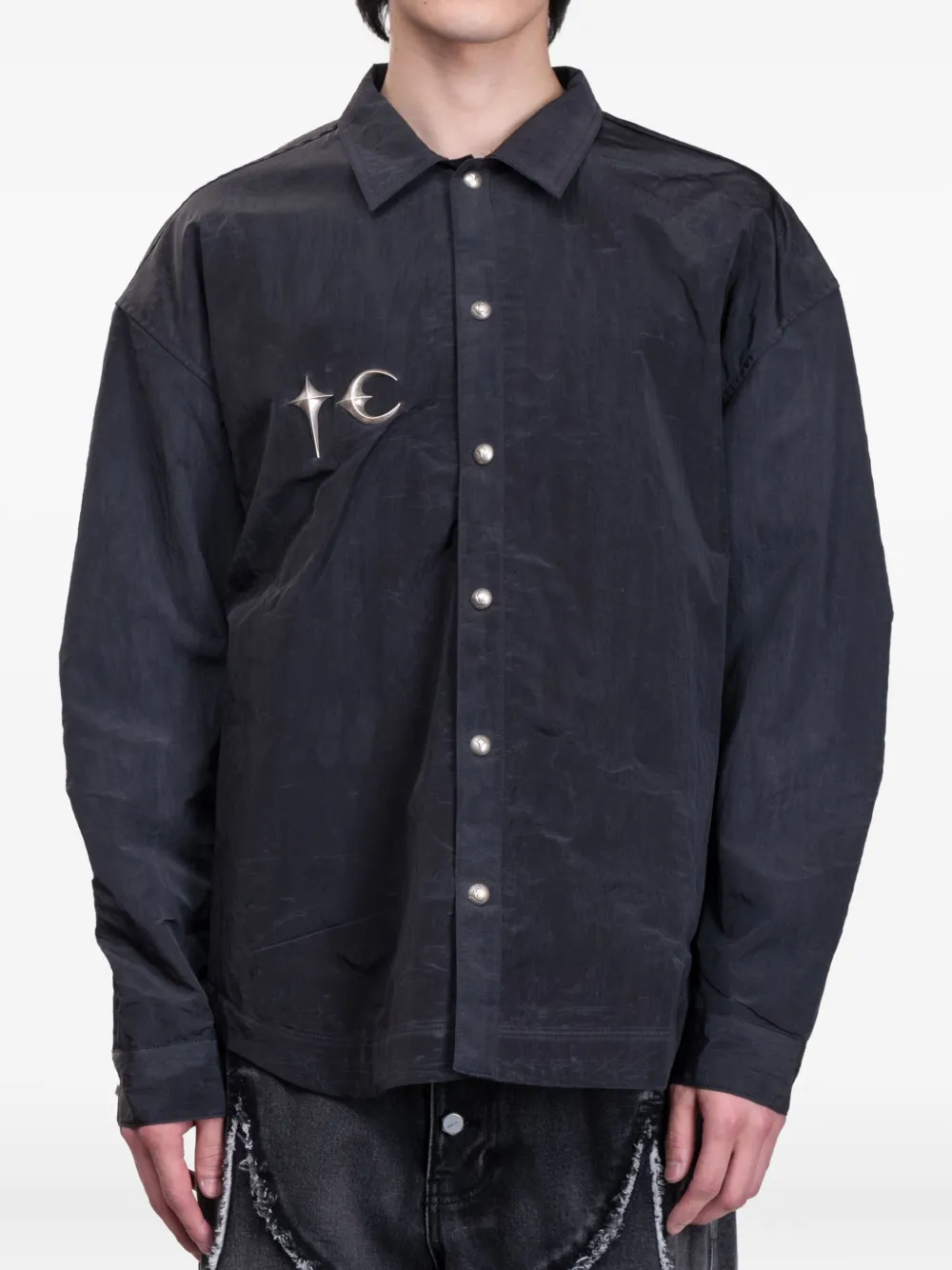 THUG CLUB Scarred Officer metallic-button shirt | Black | Image 1