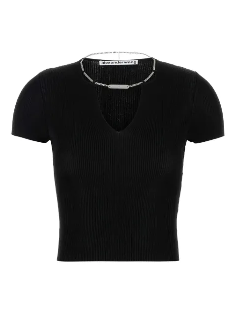 Alexander Wang توب بحياكة مضلعة ومزين بسلسلة
