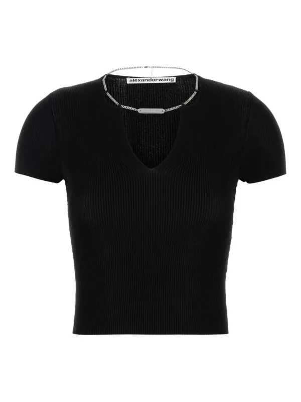 Alexander Wang chain-embellished Ribbed Top | Black | FARFETCH