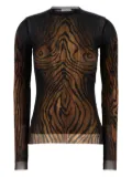 Jean Paul Gaultier wood-print sheer top - Black