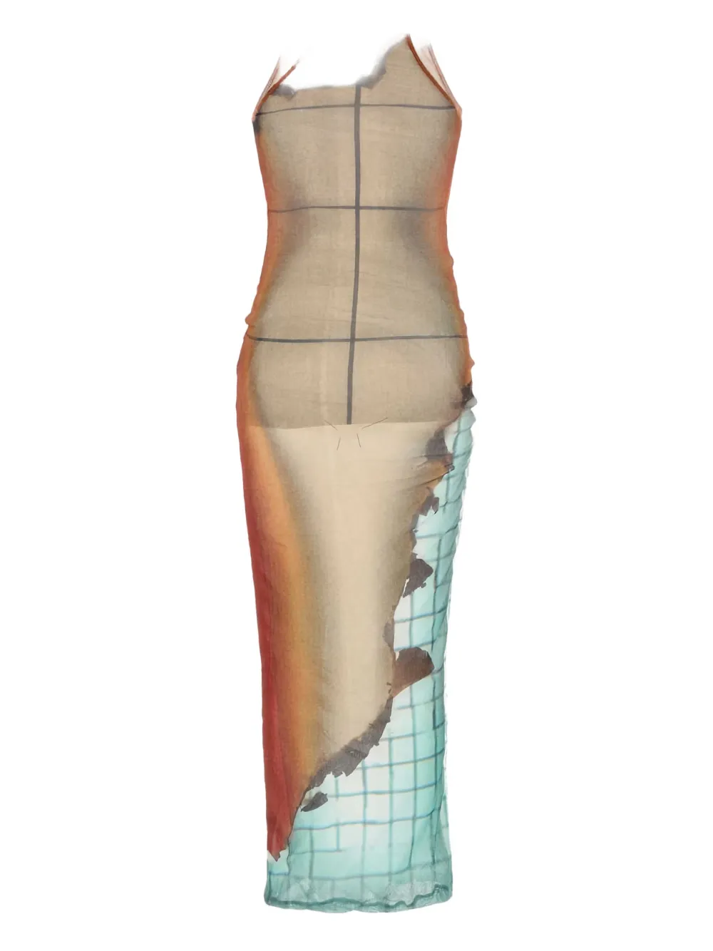 Jean Paul Gaultier printed tulle maxi dress Bruin