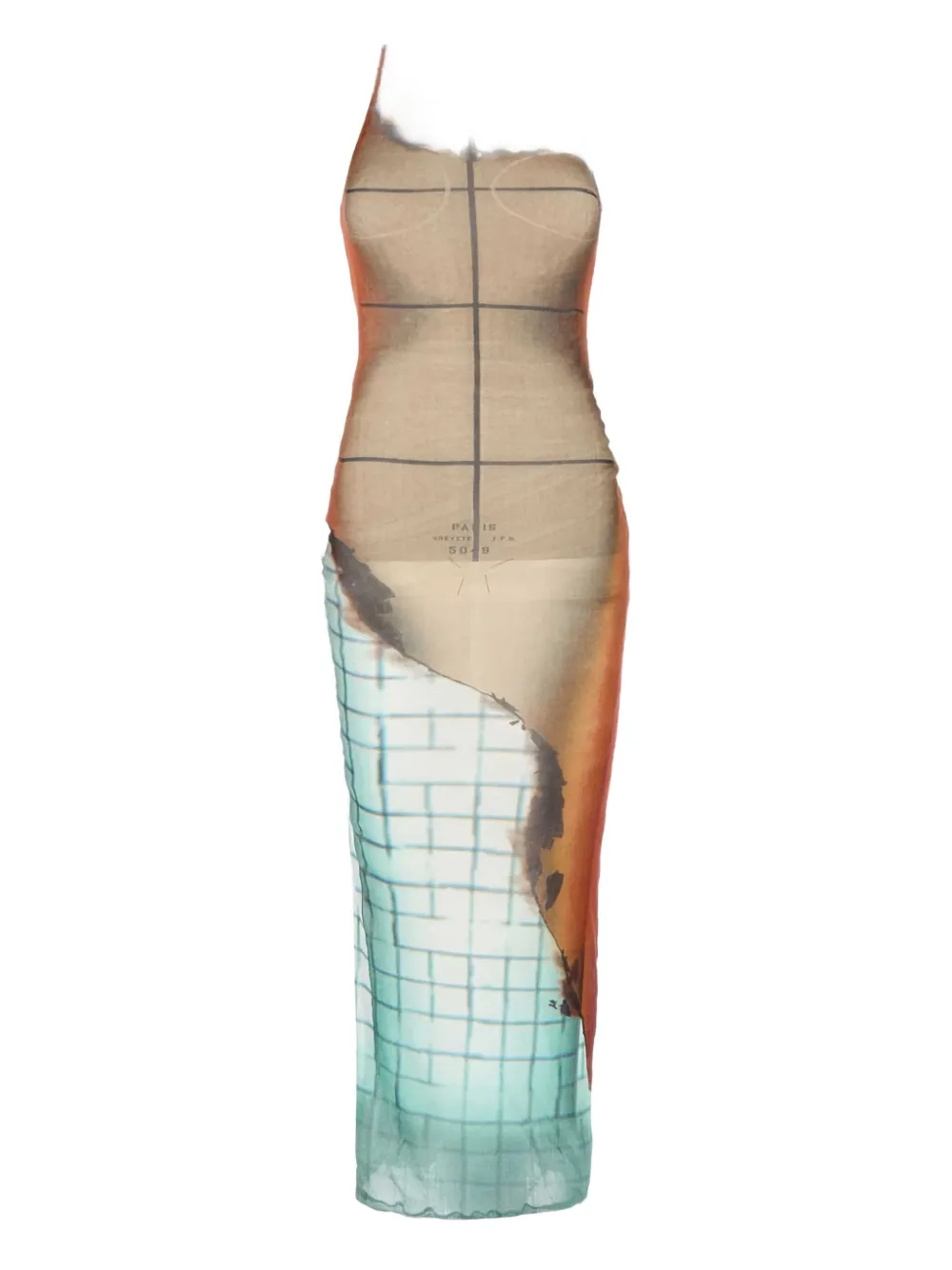 Jean Paul Gaultier printed tulle maxi dress Bruin