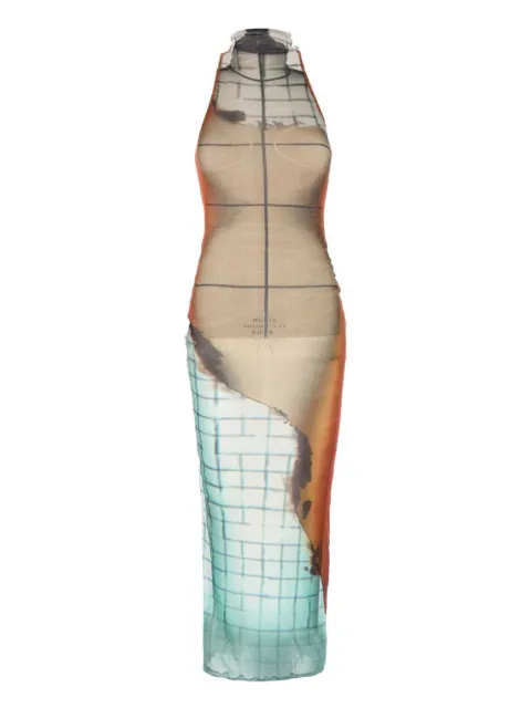 Jean Paul Gaultier printed tulle maxi dress