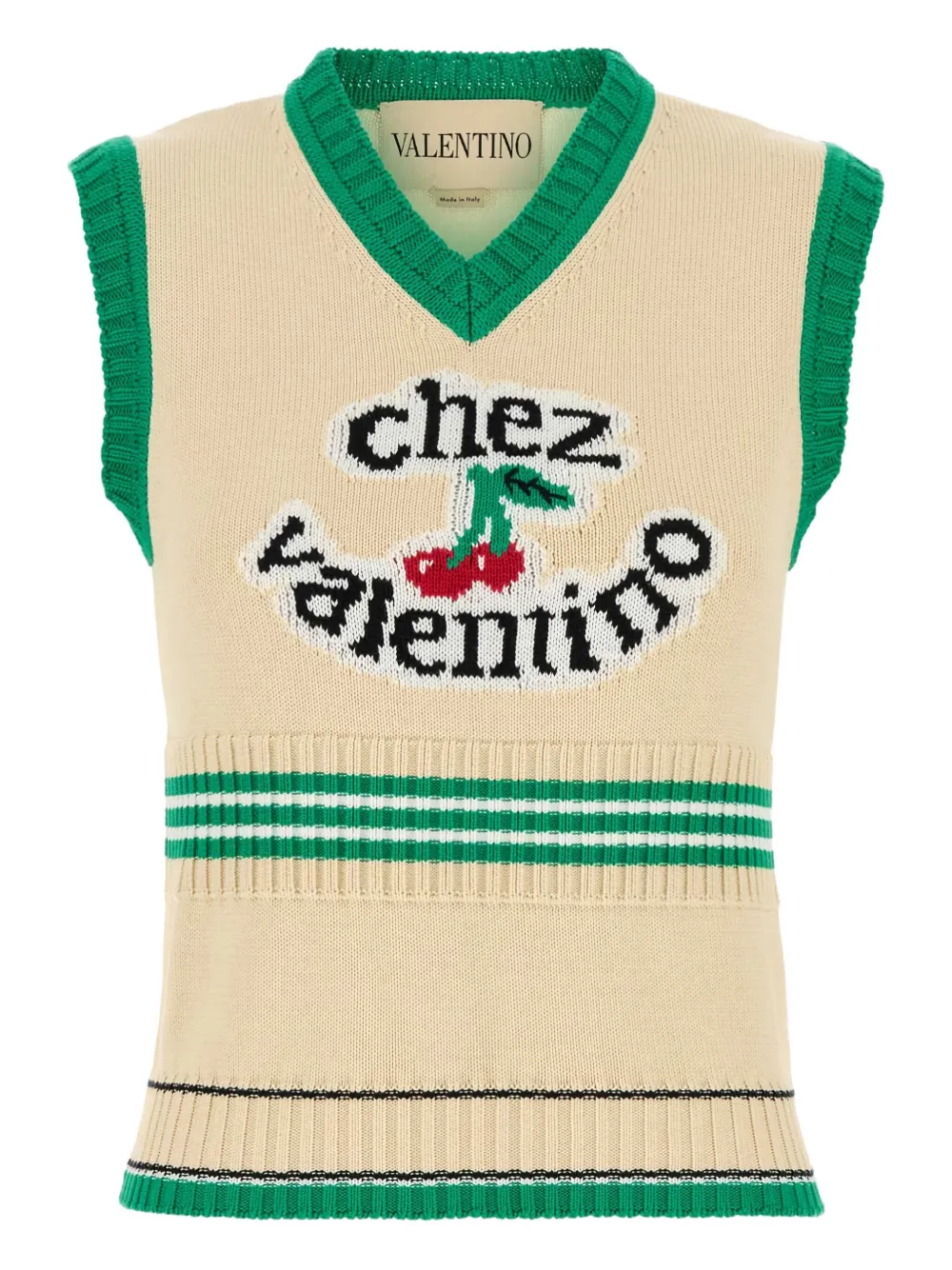 Valentino Garavani cherry-motif knitted vest Beige