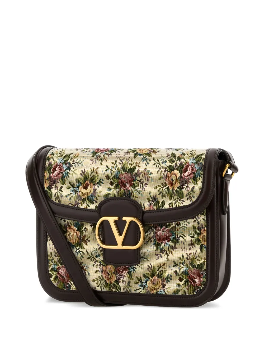  Valentino Garavani Floral Embroidered Shoulder Bag - Neutrals 