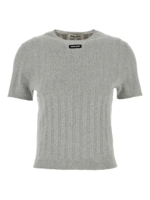 Miu Miu short-sleeved ribbed-knit top