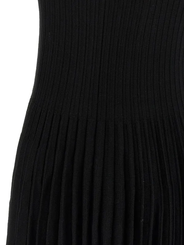 ワンピース MAGDA BUTRYM MINI DRESS KNIT PLEATED SKIRT (279725 BLACK) MAGDA BUTRYM Pleated ribbed cotton mini dress | NET-A-PORTER