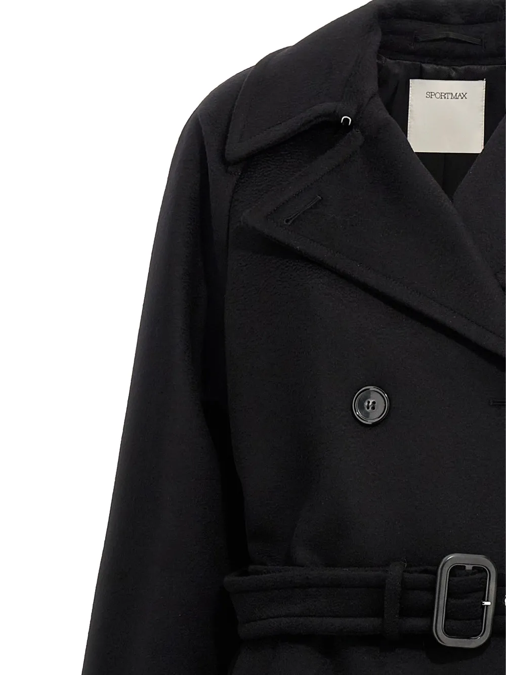 Sportmax Jas met ceintuur en dubbele rij knopen Zwart