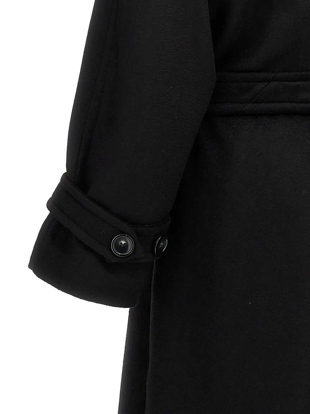 Sportmax Jas met ceintuur en dubbele rij knopen Zwart