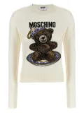 Moschino Teddy intarsia crew neck sweater - White