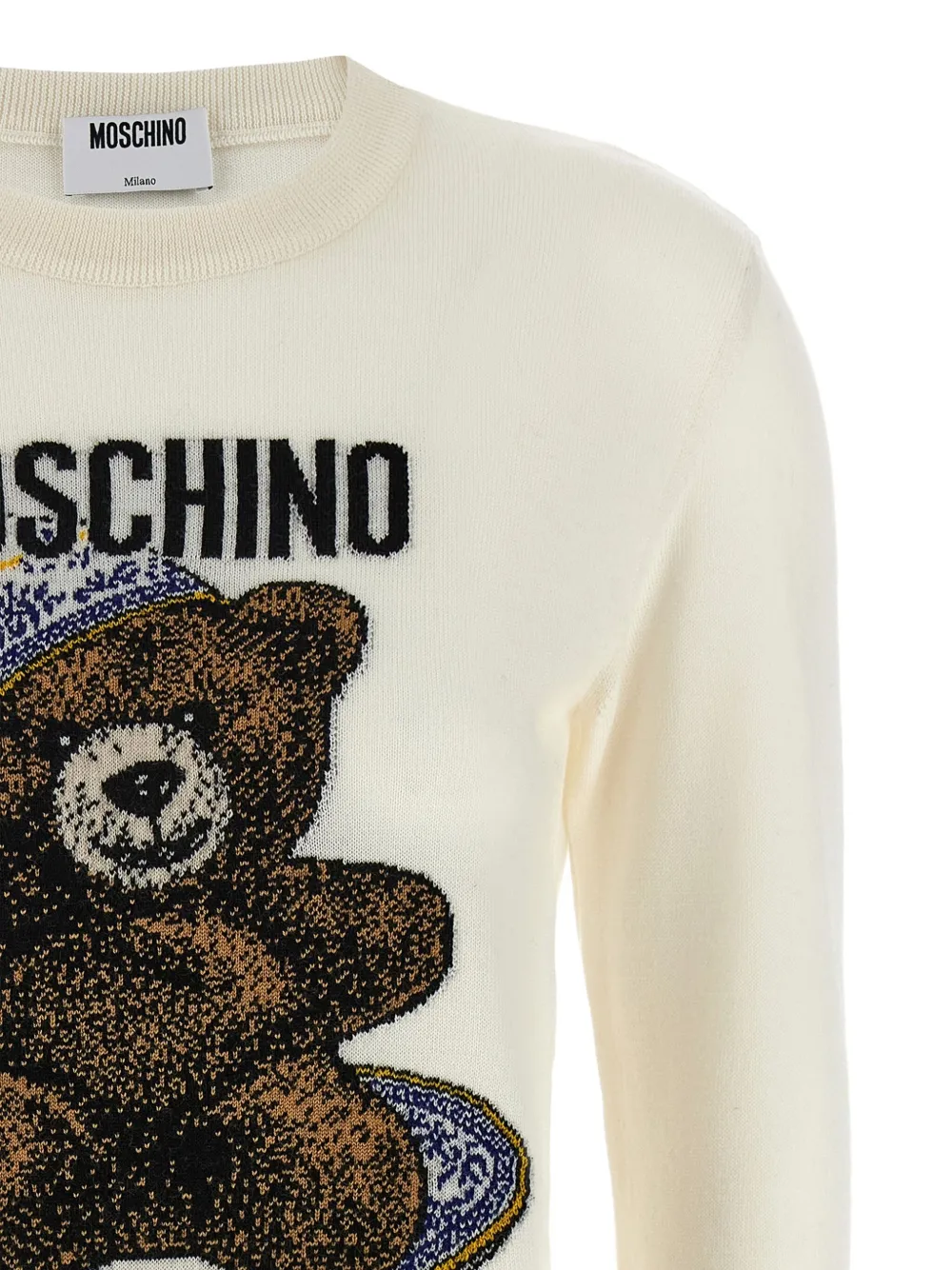 Moschino Teddy trui met ronde hals en intarsia Wit