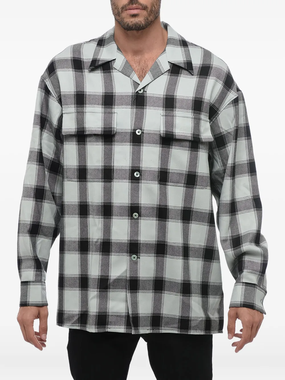 AMI Paris Bowlingshirt met tartan-ruit Blauw